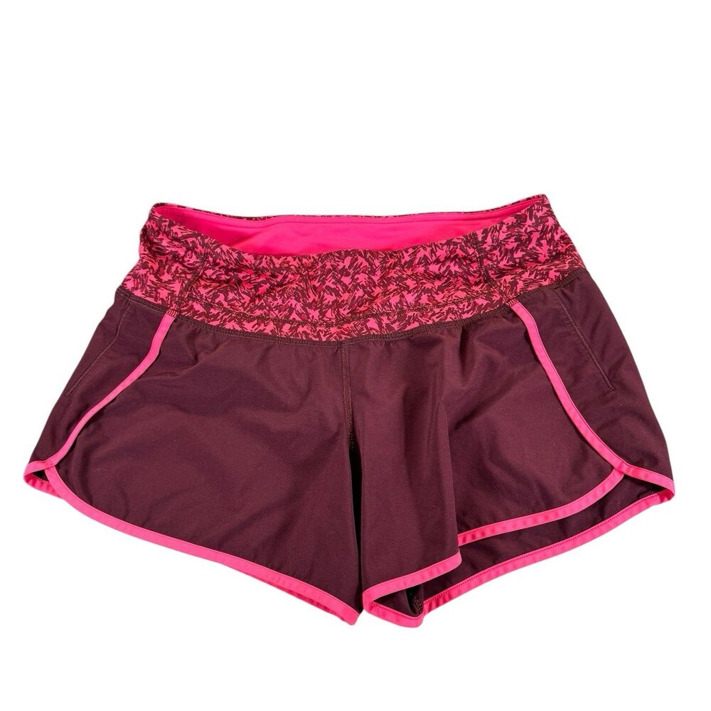 Lululemon Sz 4 Mountain Peaks Bon Bordeaux Drama Maroon 4 Way Run Times Short